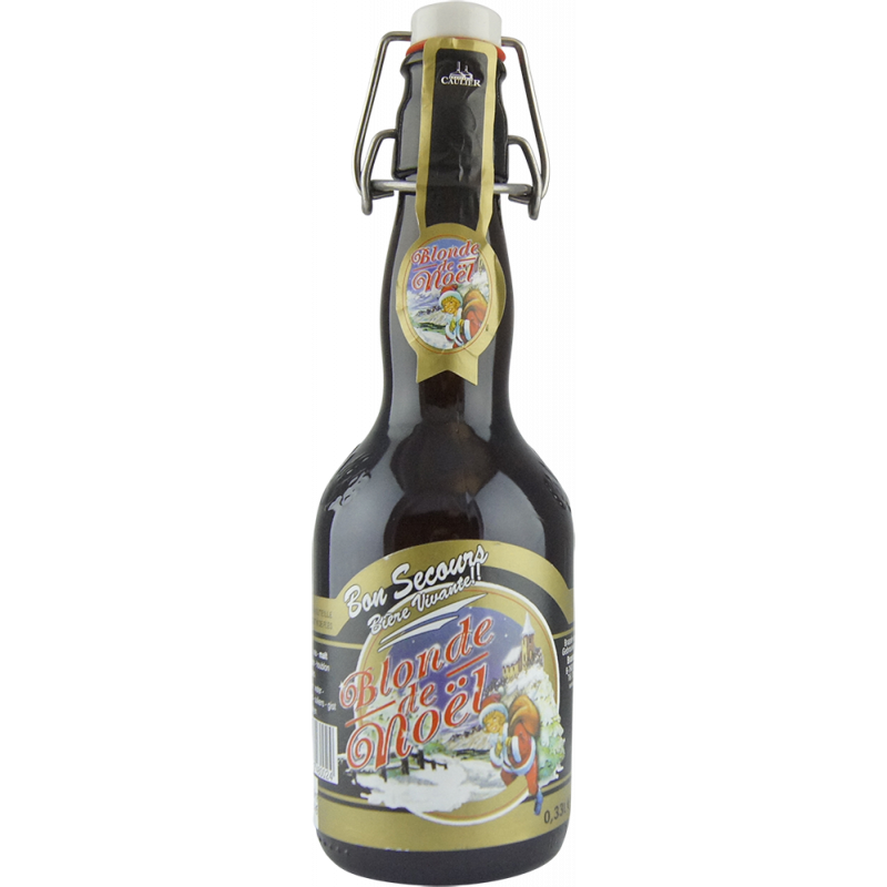 Photographie d'une bouteille de bière bon secours blonde de noel 12x33 cl vc 10°