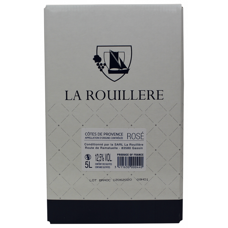 Photographie d'une bouteille de vin rosé DOMAINE DE LA ROUILLERE