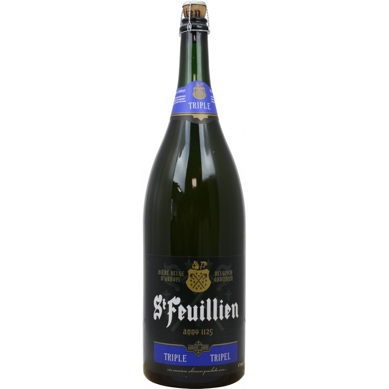 Photographie d'une bouteille de bière St Feuillien Triple 3L