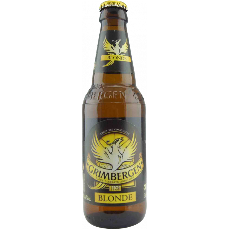 Photographie d'une bouteille de bière Grimbergen Blonde 33cl