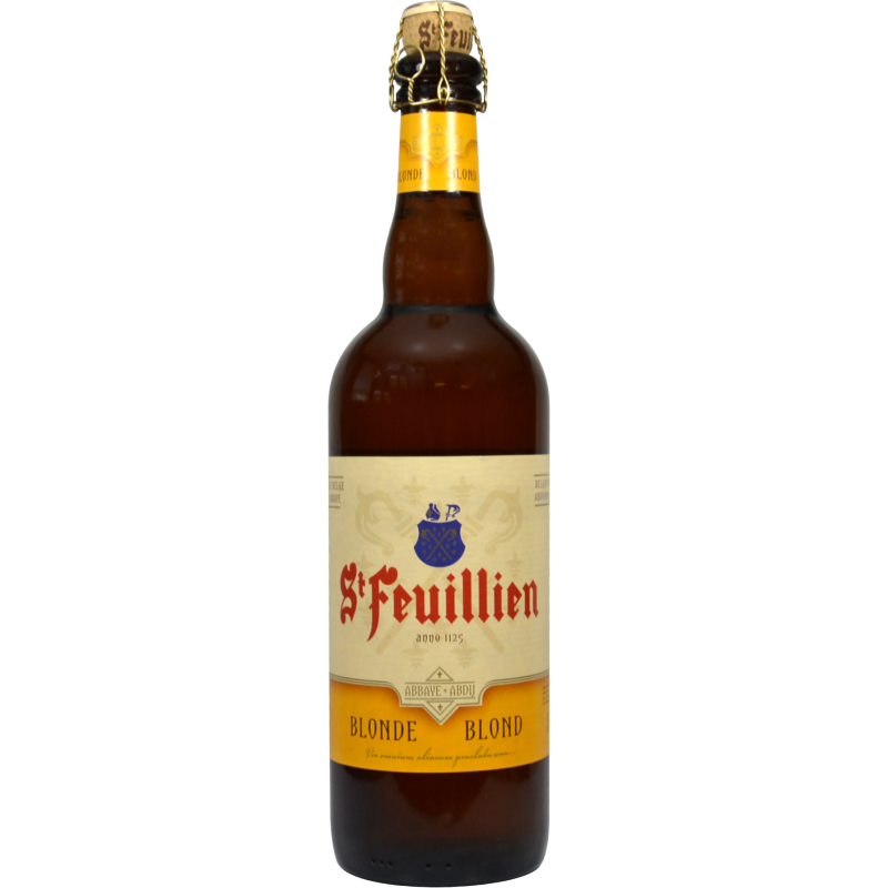 Photographie d'une bouteille de bière St Feuillien Blonde 75cl