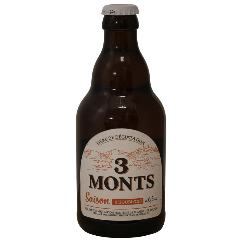 Photographie d'une bouteille de bière 3 Monts Saison 2 Houblons 33cl