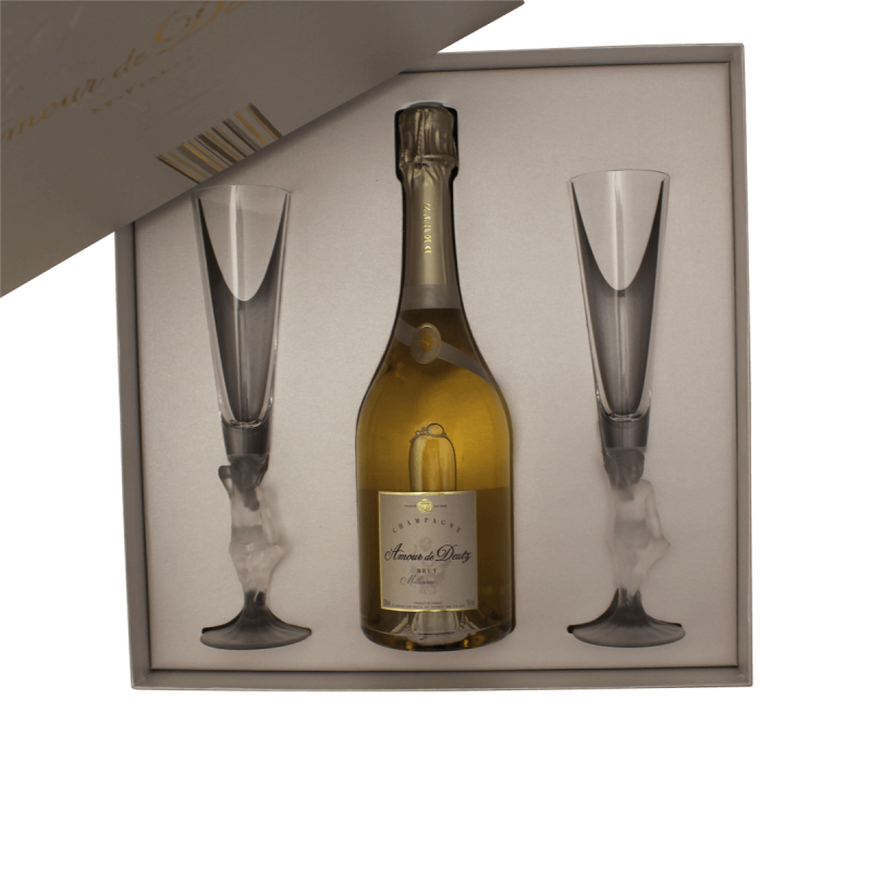 Photographie d'une bouteille de Coffret Champagne Amour de Deutz et 2 flûtes