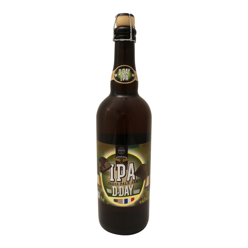 Photographie d'une bouteille de bière D-Day IPA 75cl