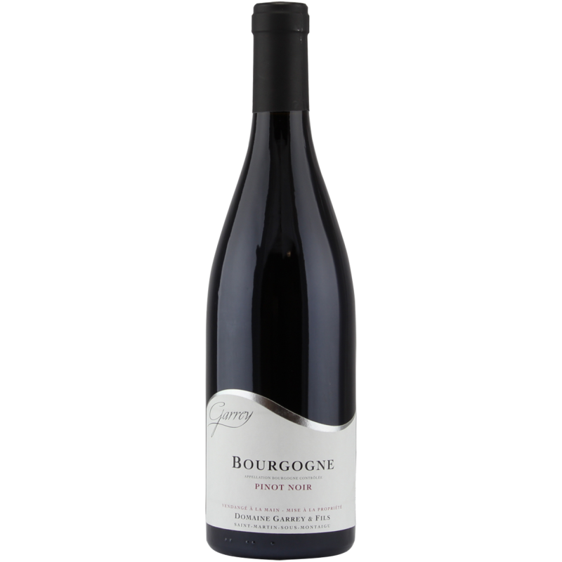 Photographie d'une bouteille de vin rouge bourgogne pinot noir domaine garrey aoc rouge 2022 75 cl