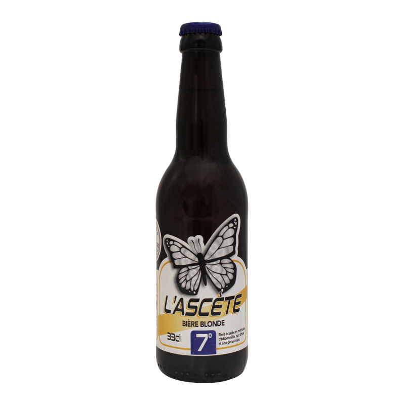 Photographie d'une bouteille de bière L'ascete Bière Blonde 33cl