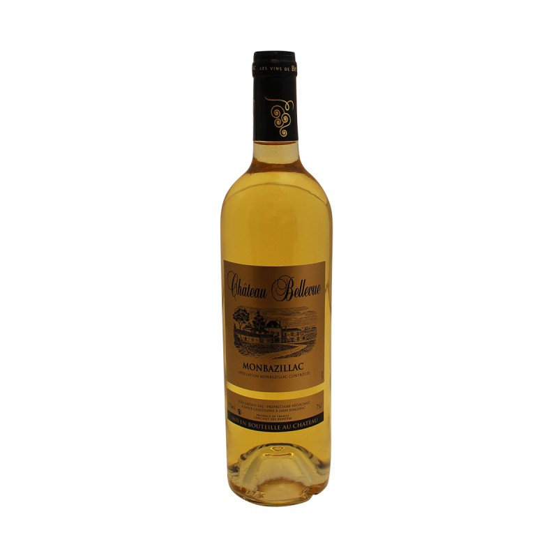 Photographie d'une bouteille de vin blanc chateau bellevue monbazillac aoc blanc 2021 75 cl