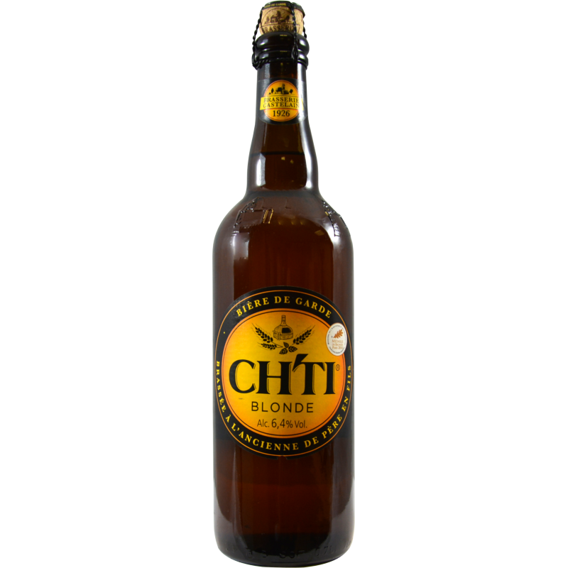 Photographie d'une bouteille de bière Ch'ti Blonde 75 cl