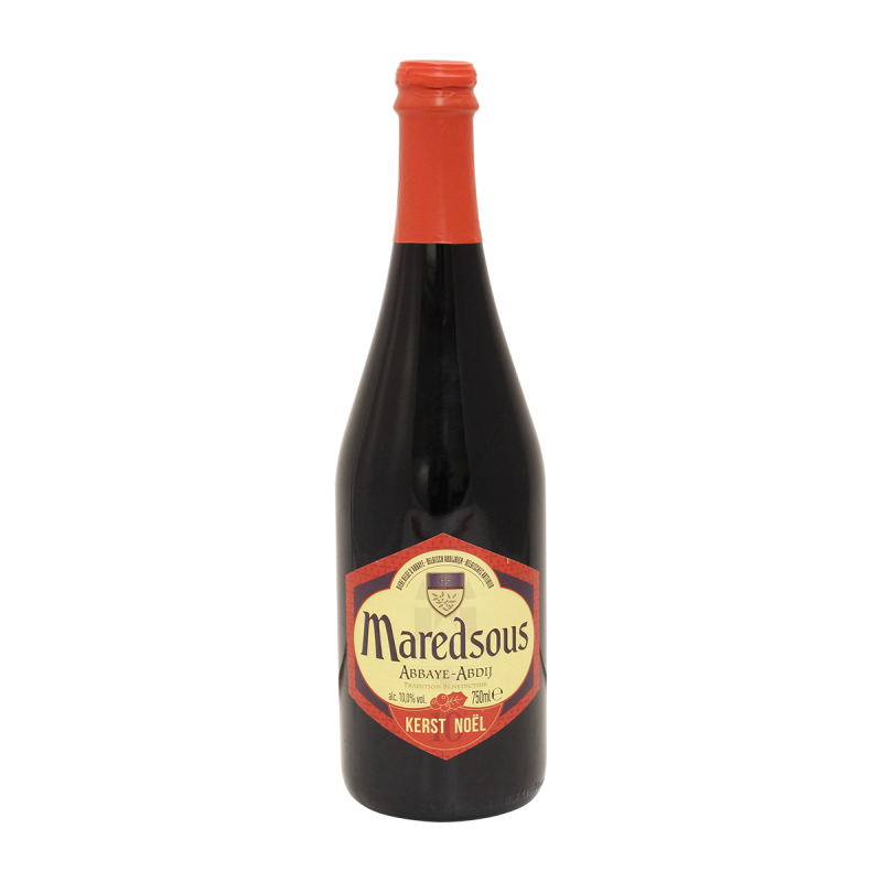 Photographie d'une bouteille de bière Maredsous de Noël 75 cl