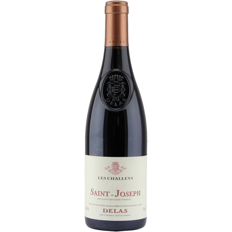 Photographie d'une bouteille de vin rouge saint joseph les challeyes delas aoc