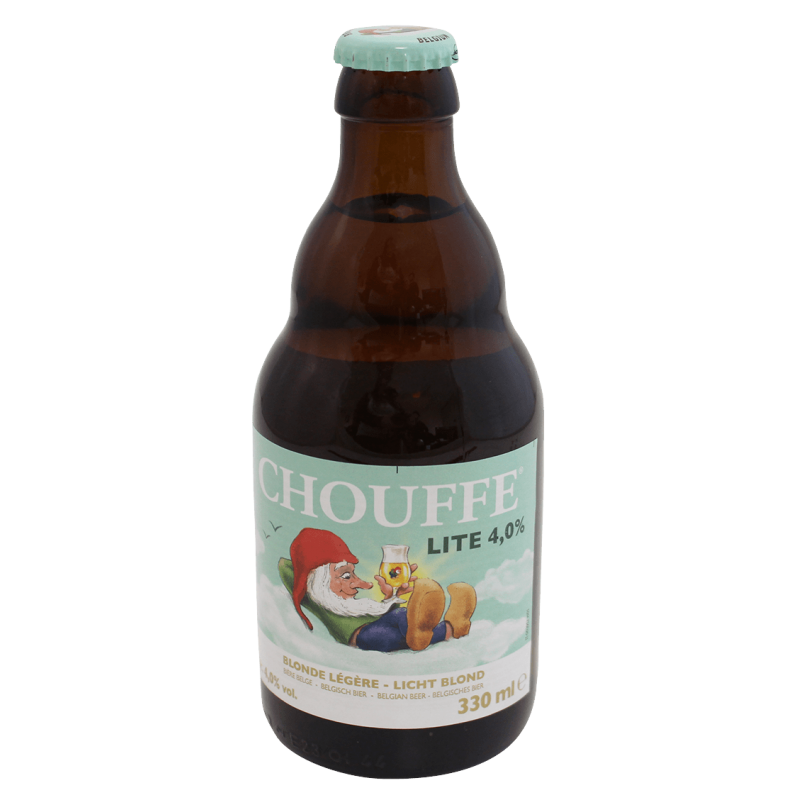 Photographie d'une bouteille de bière La Chouffe Lite 33 cl