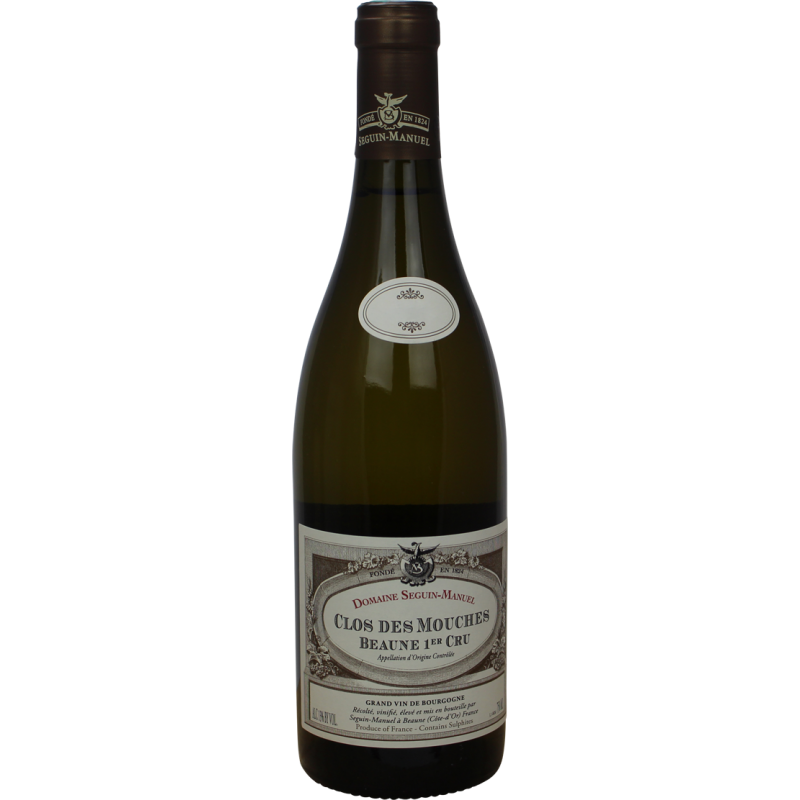 Photographie d'une bouteille de vin blanc clos des mouches beaune 1er cru bio aoc blanc 2022 75 cl