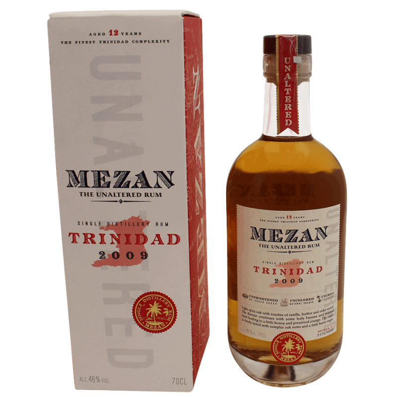 Photographie d'une bouteille de Rhum Mezan Trinidad 2009