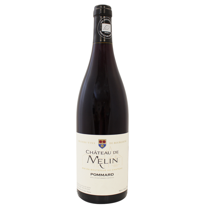 Photographie d'une bouteille de vin rouge pommard chateau melin aoc rouge 2022 75 cl