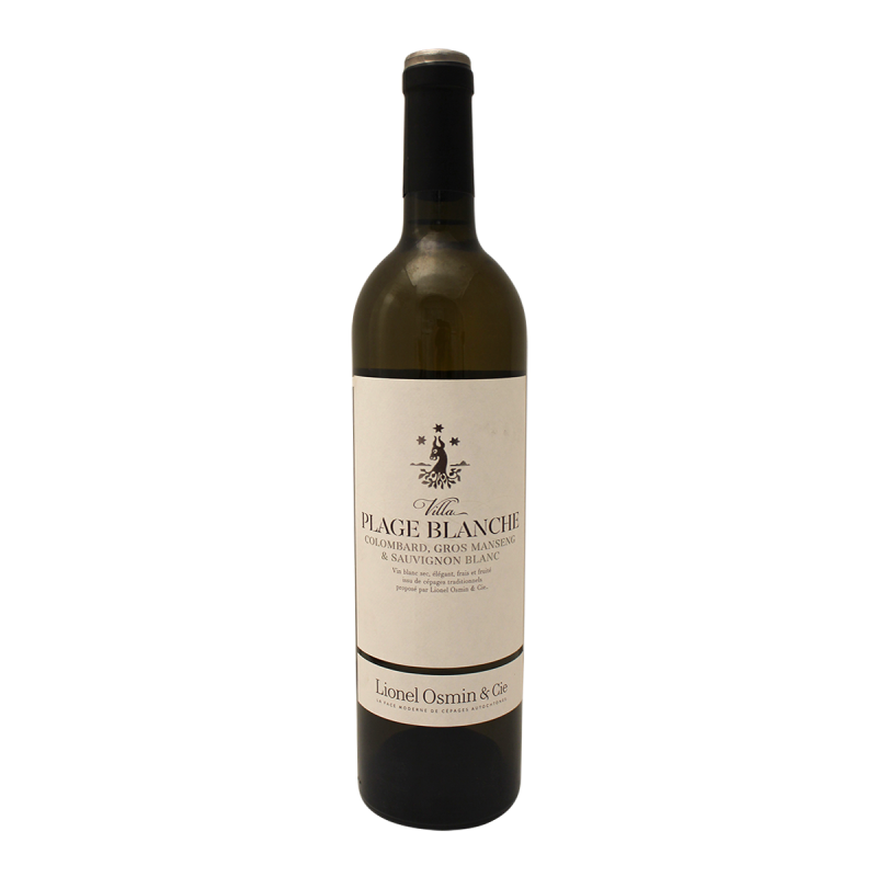 Photographie d'une bouteille de vin blanc villa plage blanche lionel osmin blanc 2023 75 cl