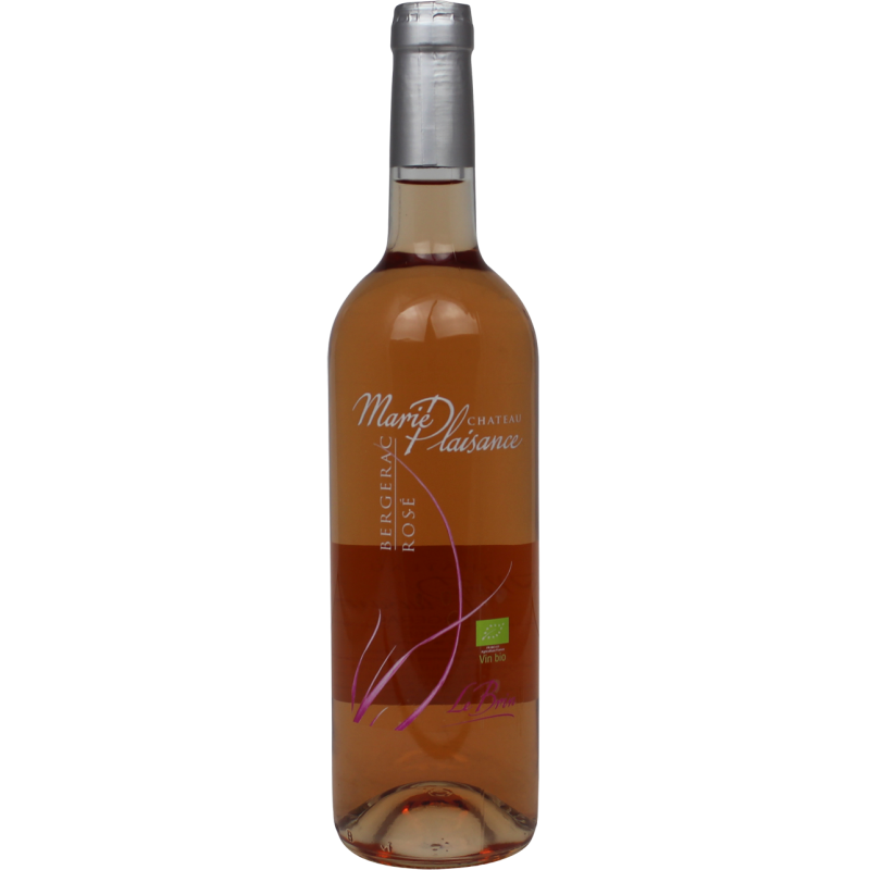 Photographie d'une bouteille de vin rosé chateau marie plaisance le brin bio