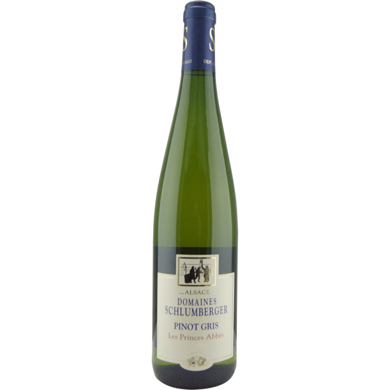 Photographie d'une bouteille de vin blanc pinot gris schlumberger