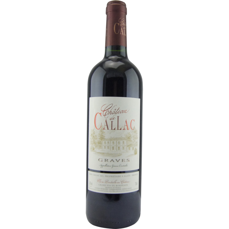 Photographie d'une bouteille de vin rouge Château de Callac AOC Rouge 75 cl