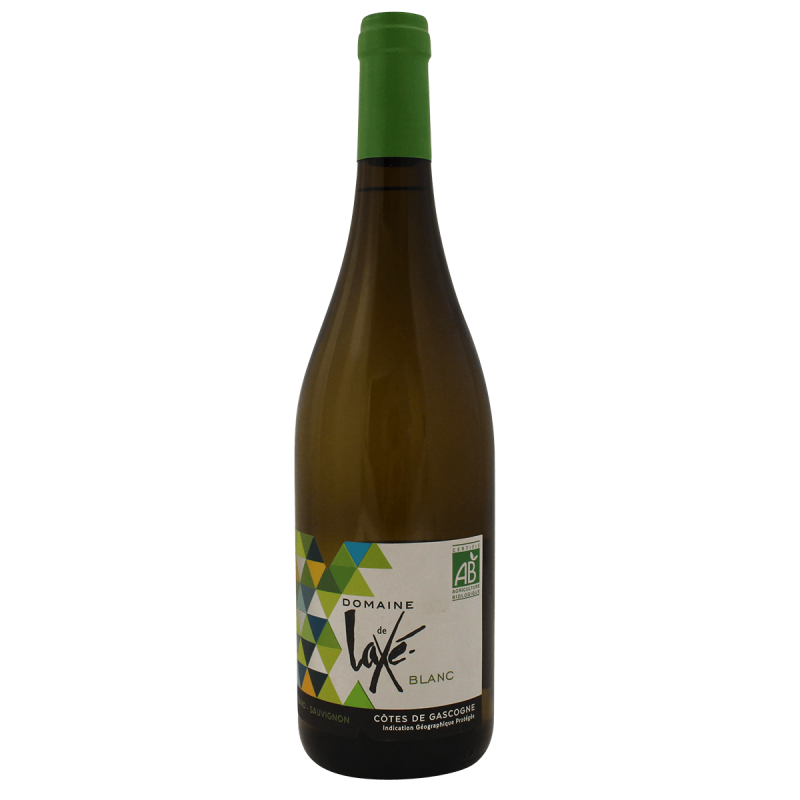 Photographie d'une bouteille de vin blanc Domaine de Laxe Colombard Ugni Sauvignon Bio IGP Blanc 75 cl