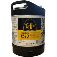 Photographie d'un fût de bière leffe prestige 1240 fut 6 l 8.5°