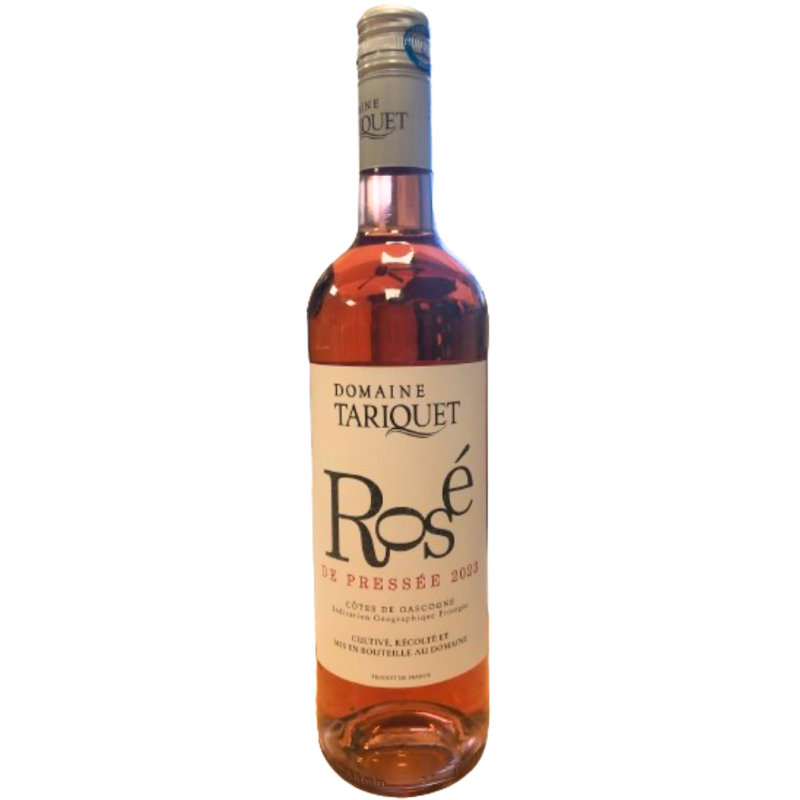 Photographie d'une bouteille de vin rosé domaine tariquet rose de pressee igp rose 2023 75 cl