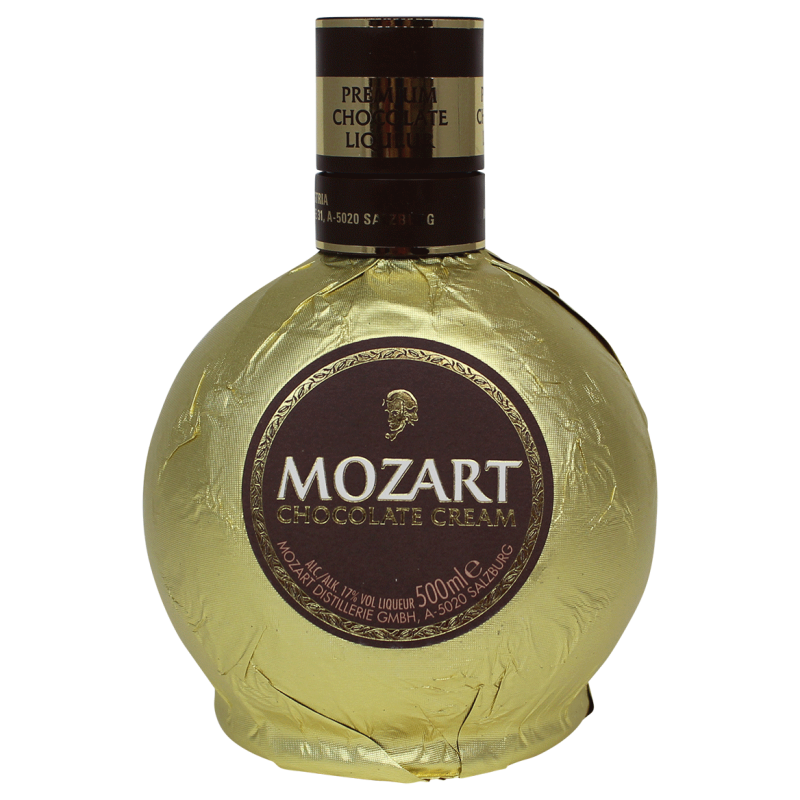 Photographie d'une bouteille de mozart liqueur de chocolat noir 50 cl 17°