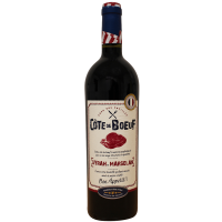 Photographie d'une bouteille de vin rouge Côte de Boeuf IGP Pays d'Oc 75 cl