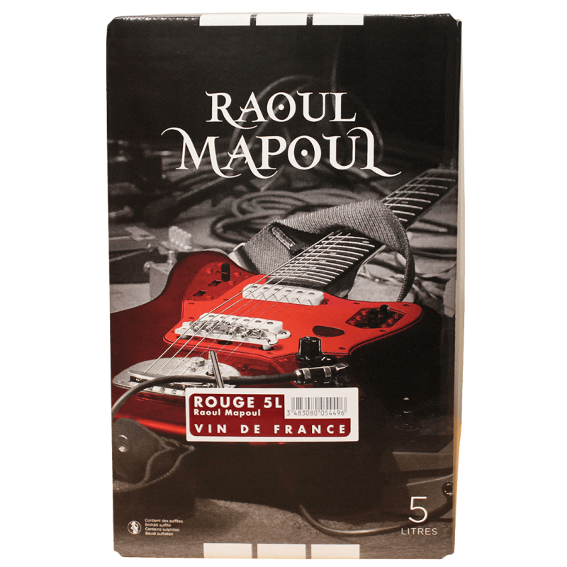 Photographie d'une bouteille de vin rosé raoul mapoul rouge bib 5 l