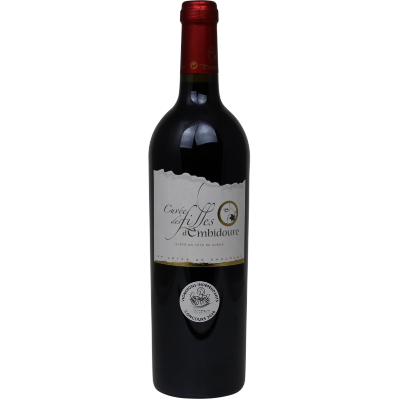 Photographie d'une bouteille de vin rouge domaine d'embidoure cuvee des filles igp rouge 2022 75 cl