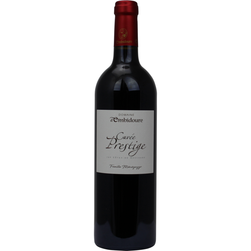 Photographie d'une bouteille de vin rouge domaine d'embidoure cuvee prestige igp rouge 2022 75 cl