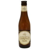 Photographie d'une bouteille de bière gouden carolus tripel 33cl