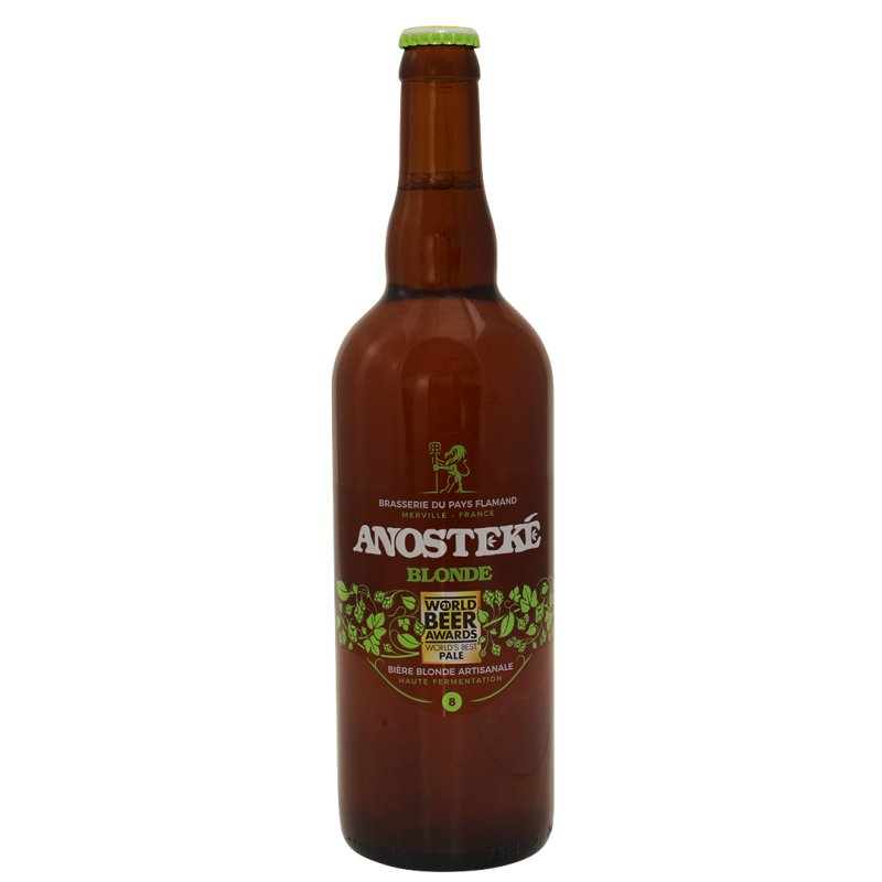 Photographie d'une bouteille de bière anosteké blonde 75cl